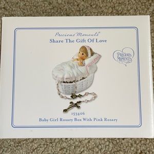 Precious Moments Baby Girl Rosary Box with Pink Rosary
